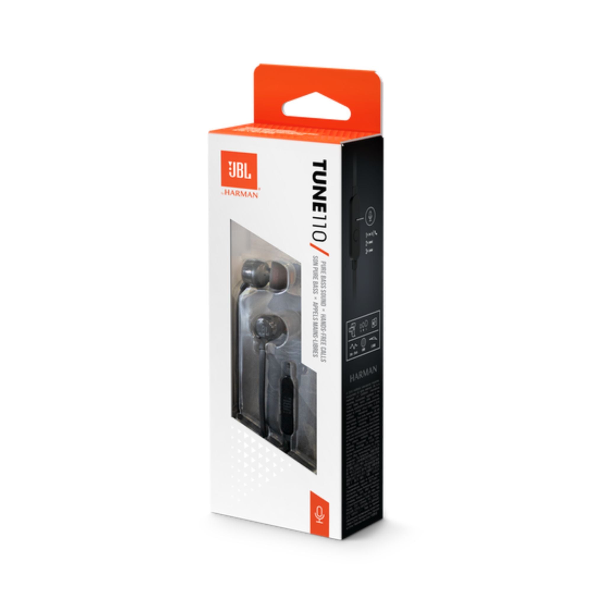 JBL T110 Wired Universal In-Ear Headphones, 6 Hours Battery Life, 2 Hours of Charging Time, Anti-Tangle Design - Black