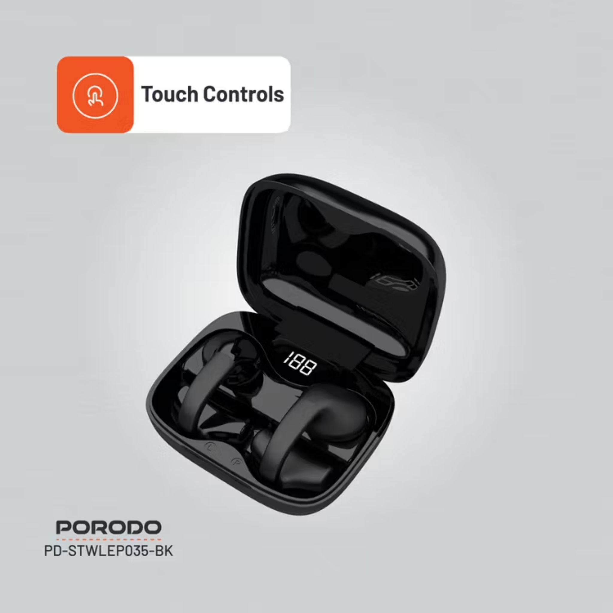 Porodo Soundtec TWS Ear Clip, 10m Transmission Range, Bluetooth V5.3, Up to 24 Hours Play Time, 300mAh Battery Capacity - BlackPorodo Soundtec TWS Ear Clip, 10m Transmission Range, Bluetooth V5.3, Up to 24 Hours Play Time, 300mAh Battery Capacity - Black