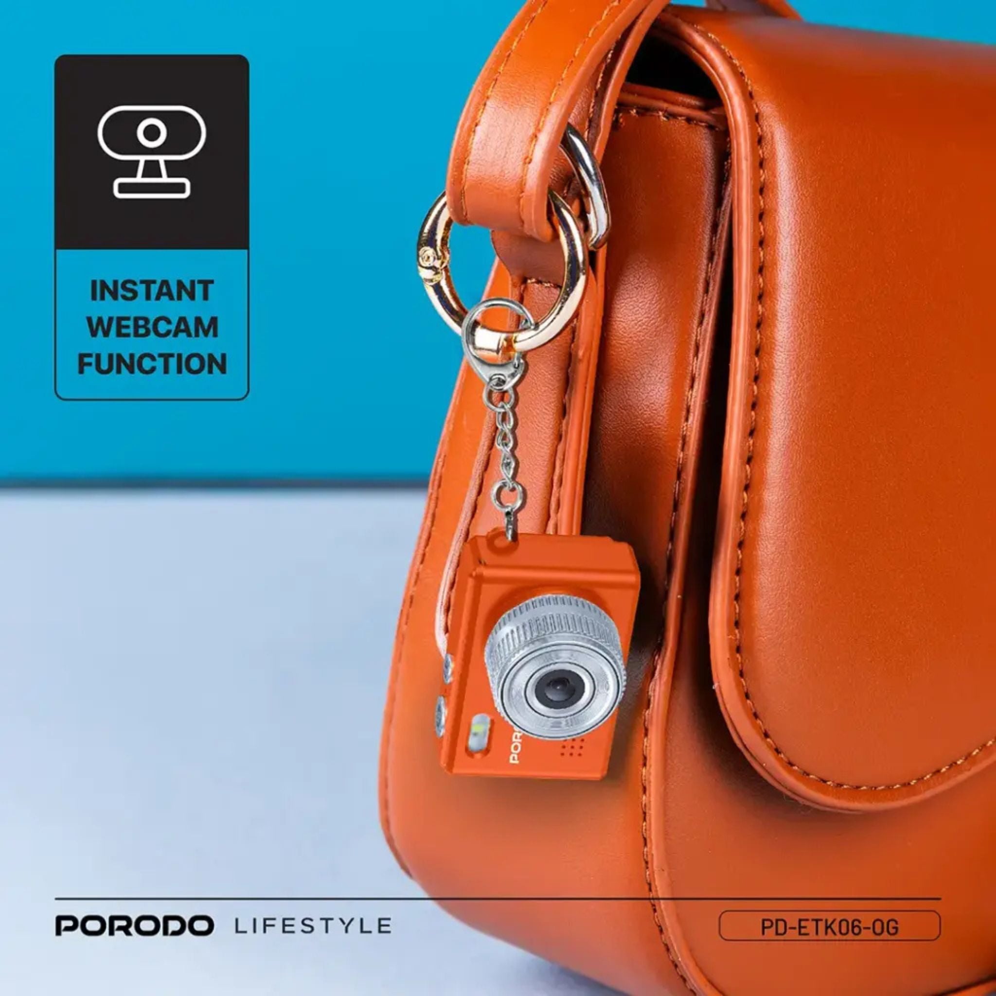Porodo Lifestyle Snap & Go Mini Digital Camera 2MP / Full HD Camera Video Resolution / Portable Camera with Lightweight / 6 Color Filters / Instant Webcam Function / AVI and JPG Format - Orange