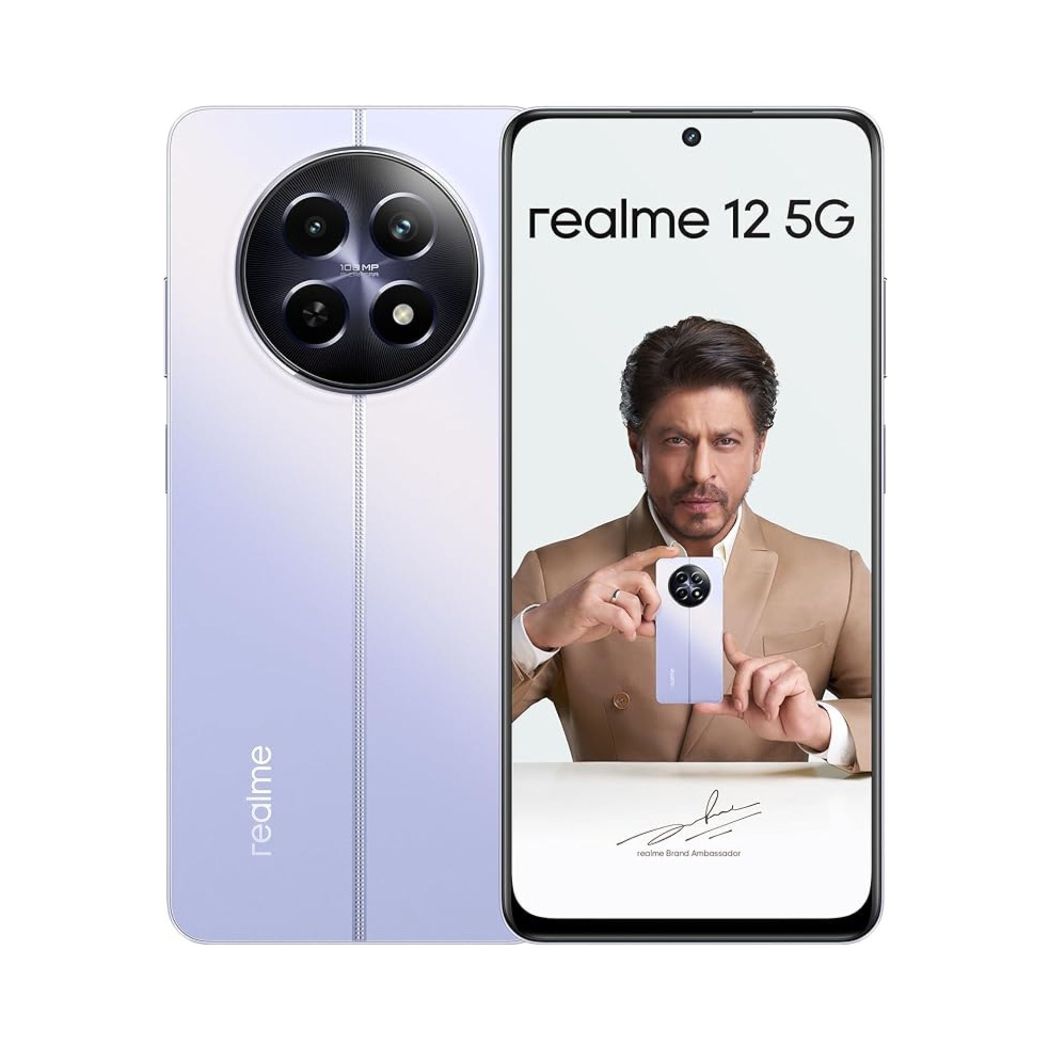 Realme 12 5G Mobile Phone, 6.72" FHD+ Sunlight Display, Dimensity 6100+ Chipset, 8GB RAM,512GB ROM, 108MP 3X Zoom Portrait Camera, Middle East Version- Twilight Purple