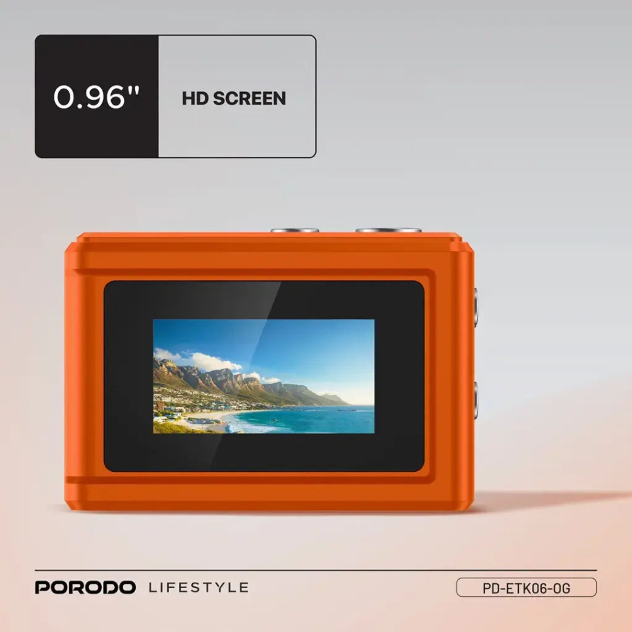 Porodo Lifestyle Snap & Go Mini Digital Camera 2MP / Full HD Camera Video Resolution / Portable Camera with Lightweight / 6 Color Filters / Instant Webcam Function / AVI and JPG Format - Orange