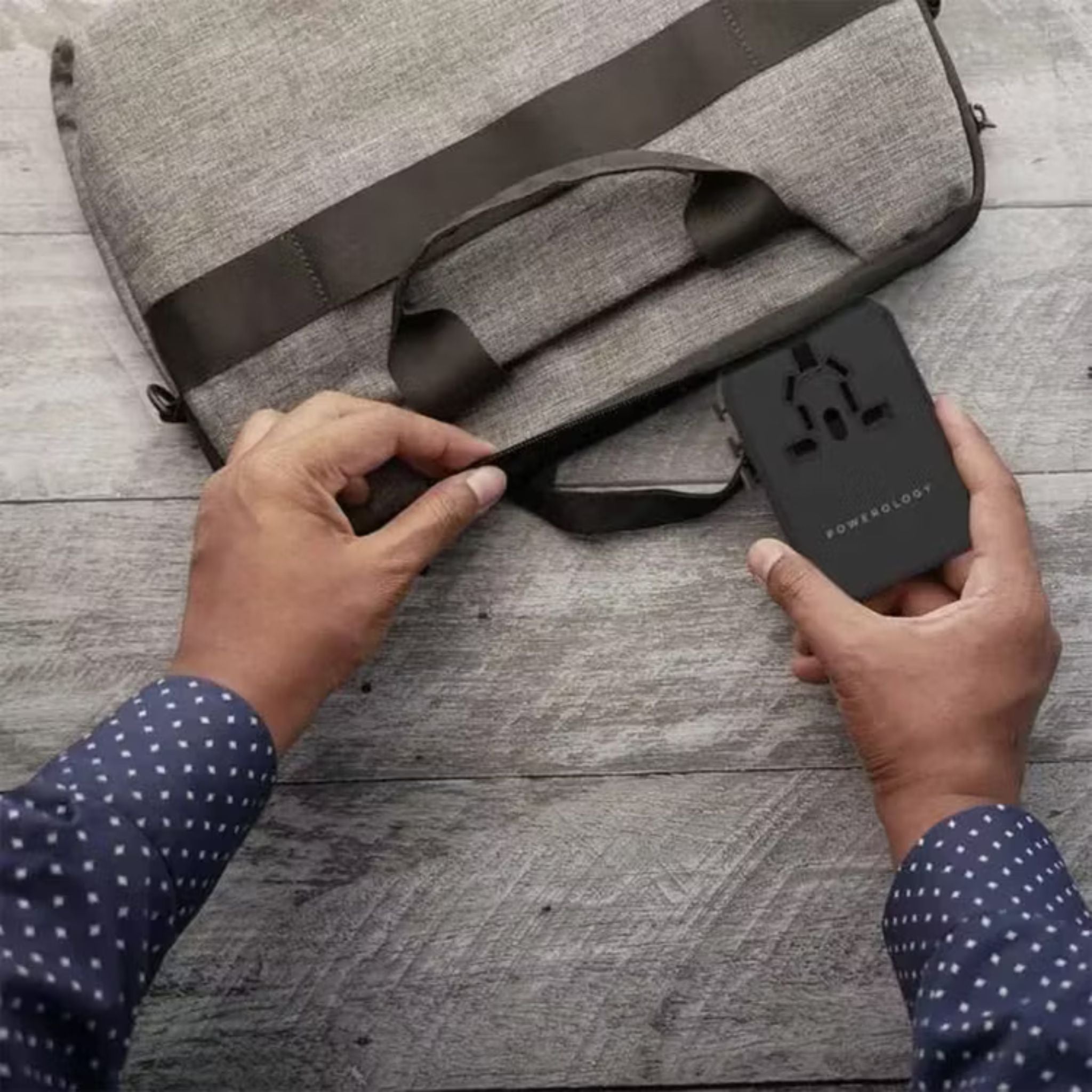 Powerology Universal Multi-Port Travel Charger with 45W Power Delivery, 8A Dual Fuse, Simultaneous Charging, Built-in Safeguards, Fast Charging, Active Protect - Black