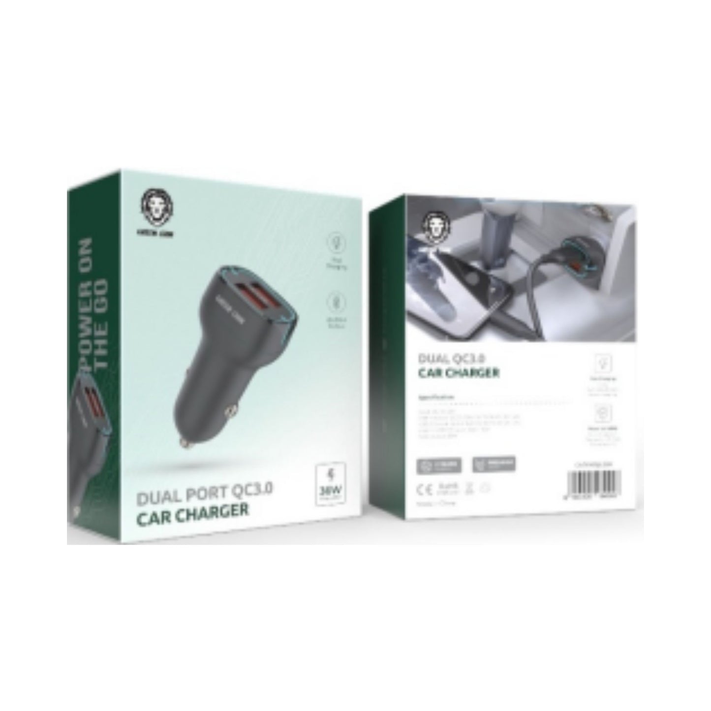 Green Lion Dual Port QC3.0 Car Charger_Black