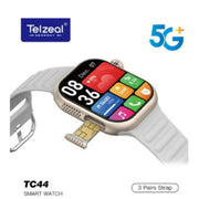 Telzeal TC44 5G Smart Watch with SIM Support HD Camera & Full Touch Display - Gold