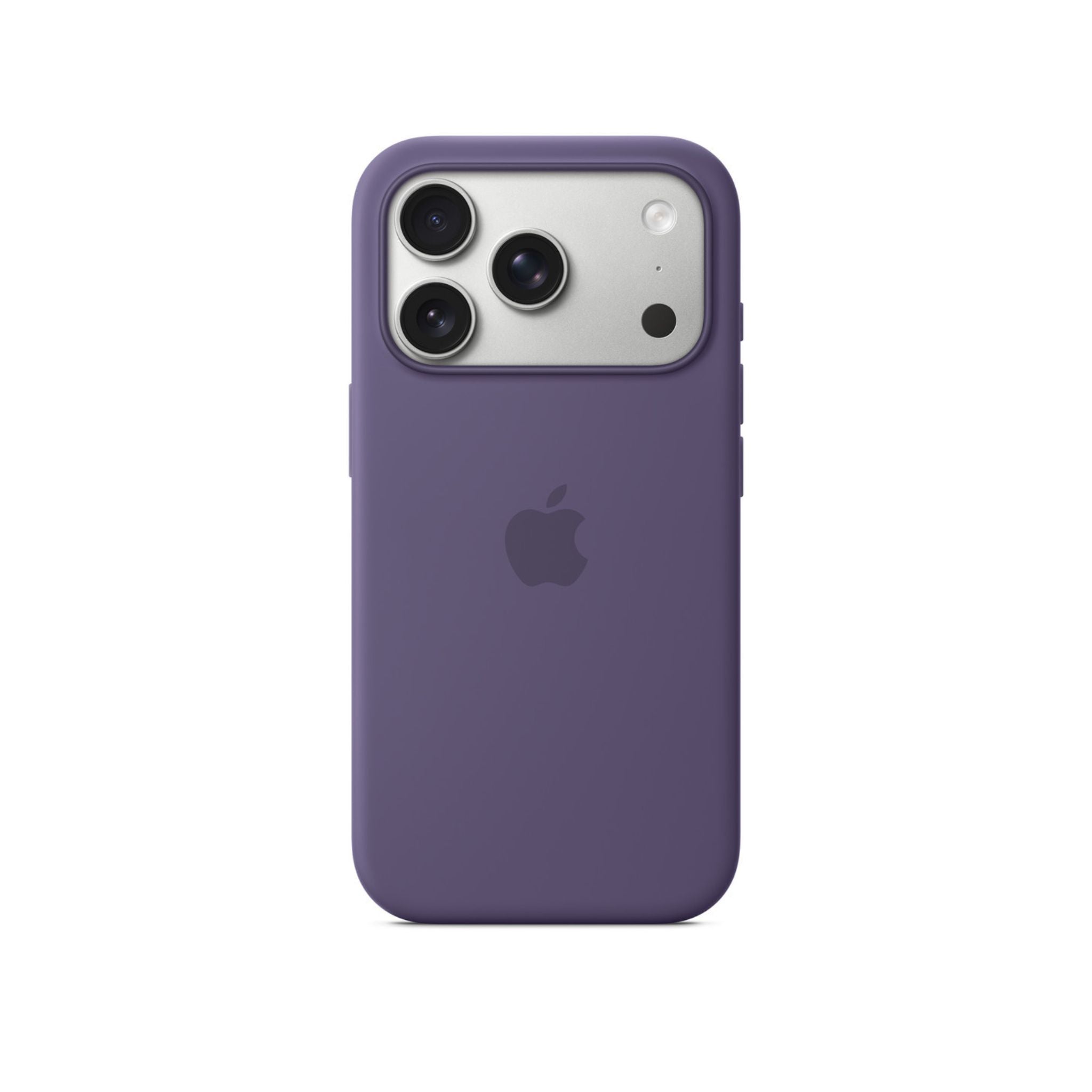 Purple phone case with Apple logo on a white background