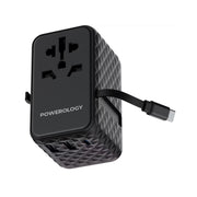 Black power adapter with USB cable on a white background, branded 'Powerology'.