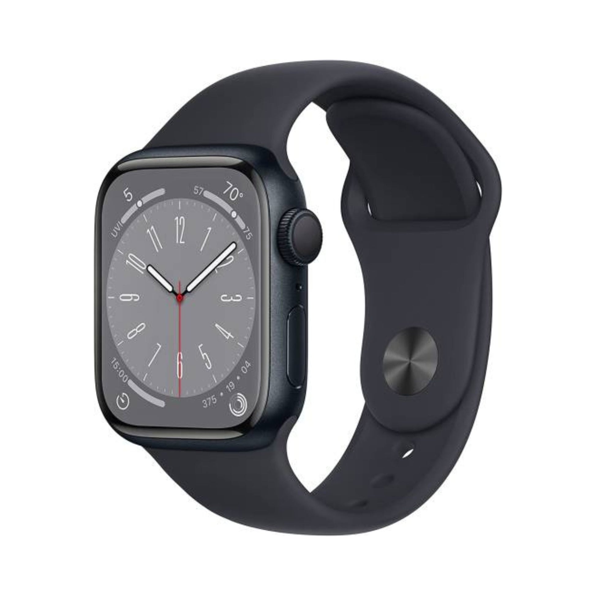 Smartwatch with a dark blue band on a white background