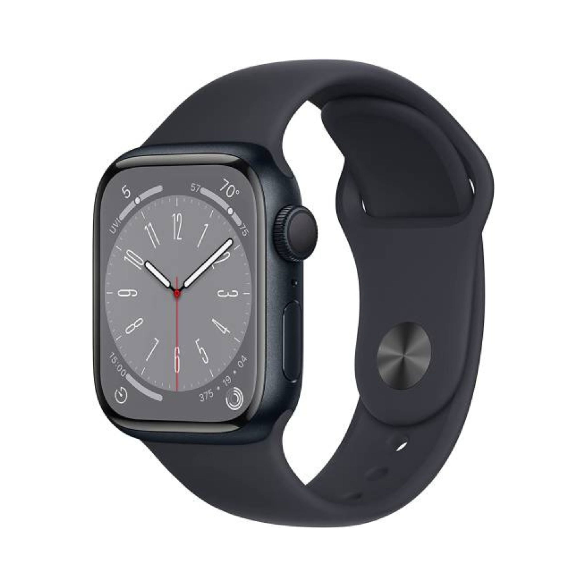 Smartwatch with a dark blue band on a white background