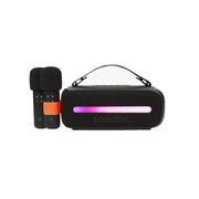 Porodo Soundtec 24W Bluetooth Speaker with Dual Wireless Microphone, Carrying Strap, Powerful Bass, FM Function, RGB Light - Black