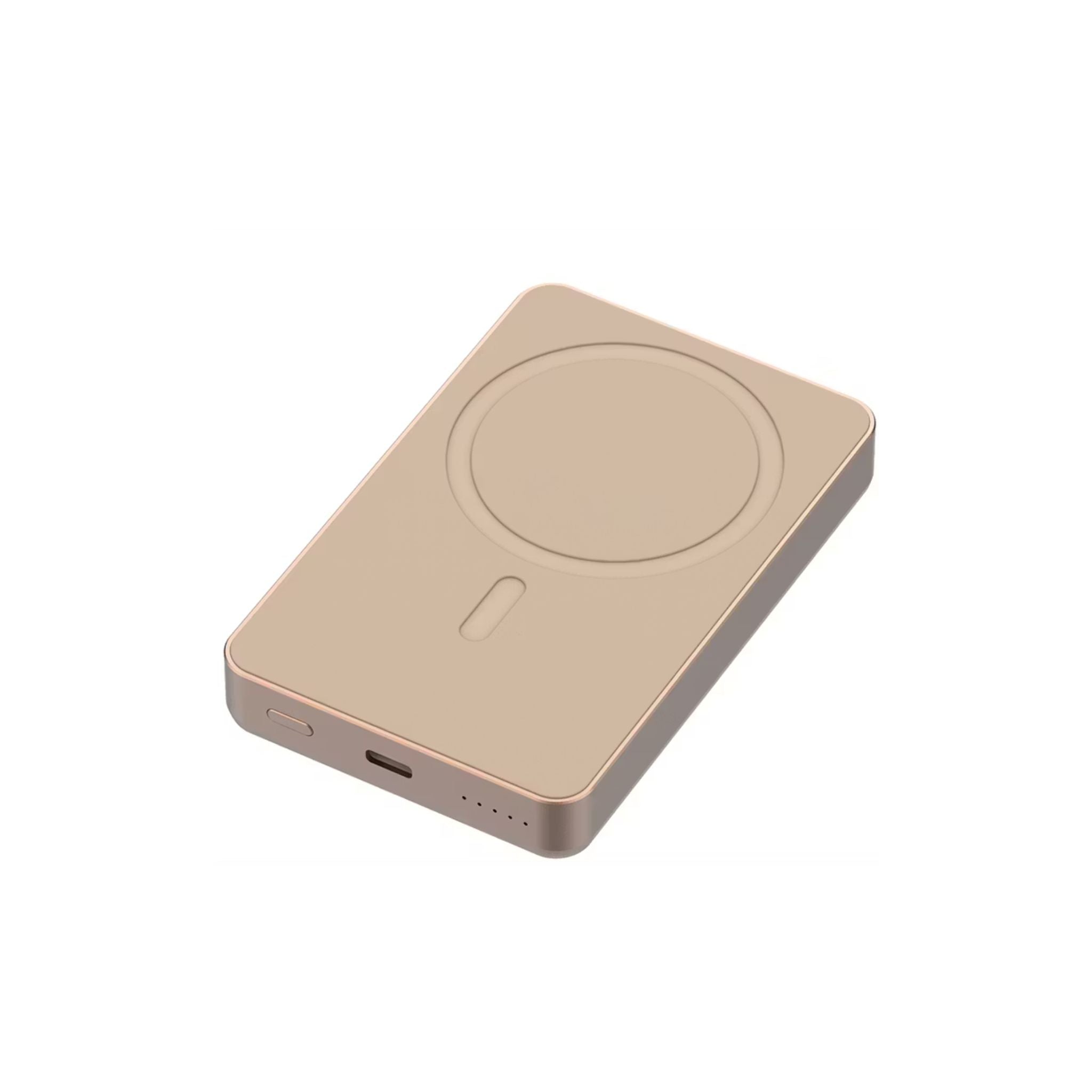 Powerology 10000mAh MagSafe Aluminum Power Bank with Battery Level Indicator, Lightweight & Compact Design, Fast & Simultaneous Charging, Type-C Input & Output, 15W Wireless Output - Desert Titanium