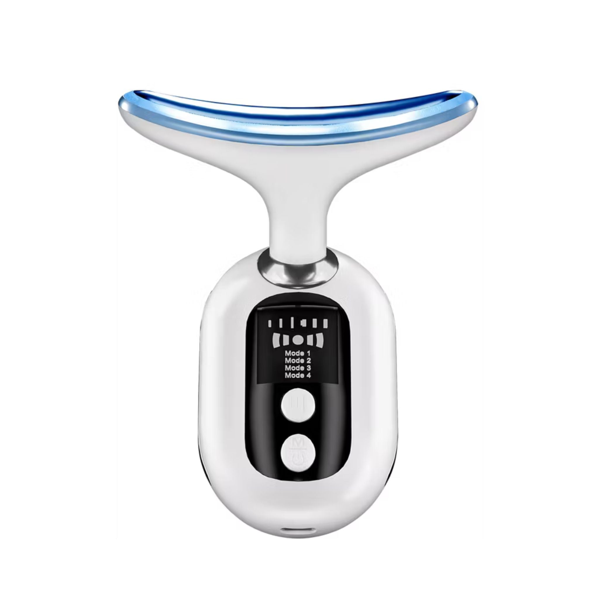 Porodo Lifestyle Face & Neck Light Therapy Massager with 4 Speed Levels, 5W Rated Power, Type-C Charging Interface, 3 Light Modes, Warm Massage Therapy, Skin Firming Vibration, Ion Deep Cleaning - White