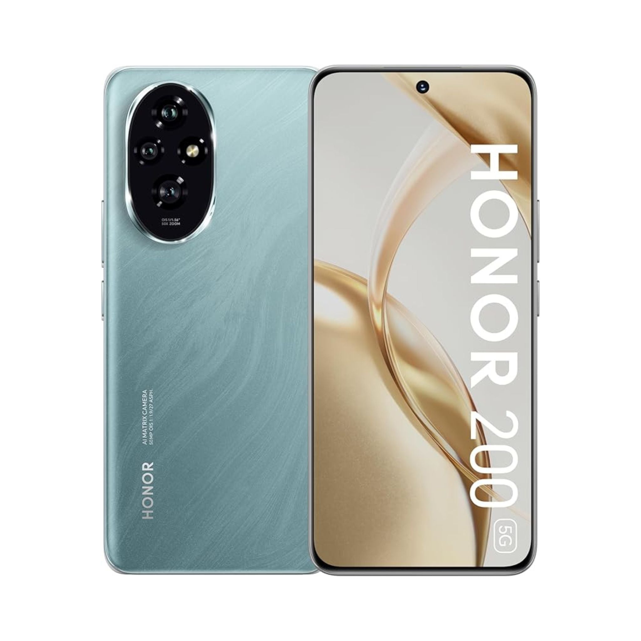 Honor 200 smartphone showing front and back design on a white background
