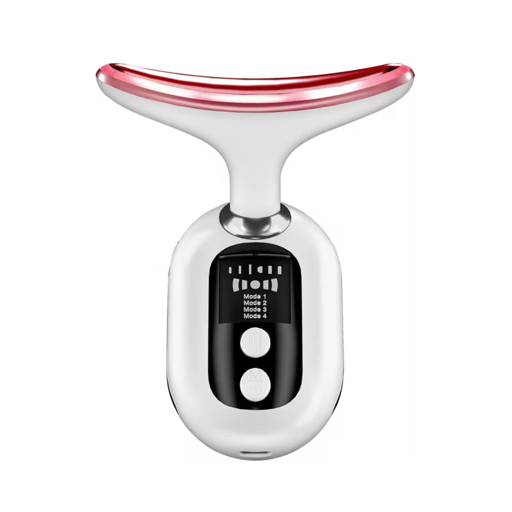 Porodo Lifestyle Face & Neck Light Therapy Massager with 4 Speed Levels, 5W Rated Power, Type-C Charging Interface, 3 Light Modes, Warm Massage Therapy, Skin Firming Vibration, Ion Deep Cleaning - White