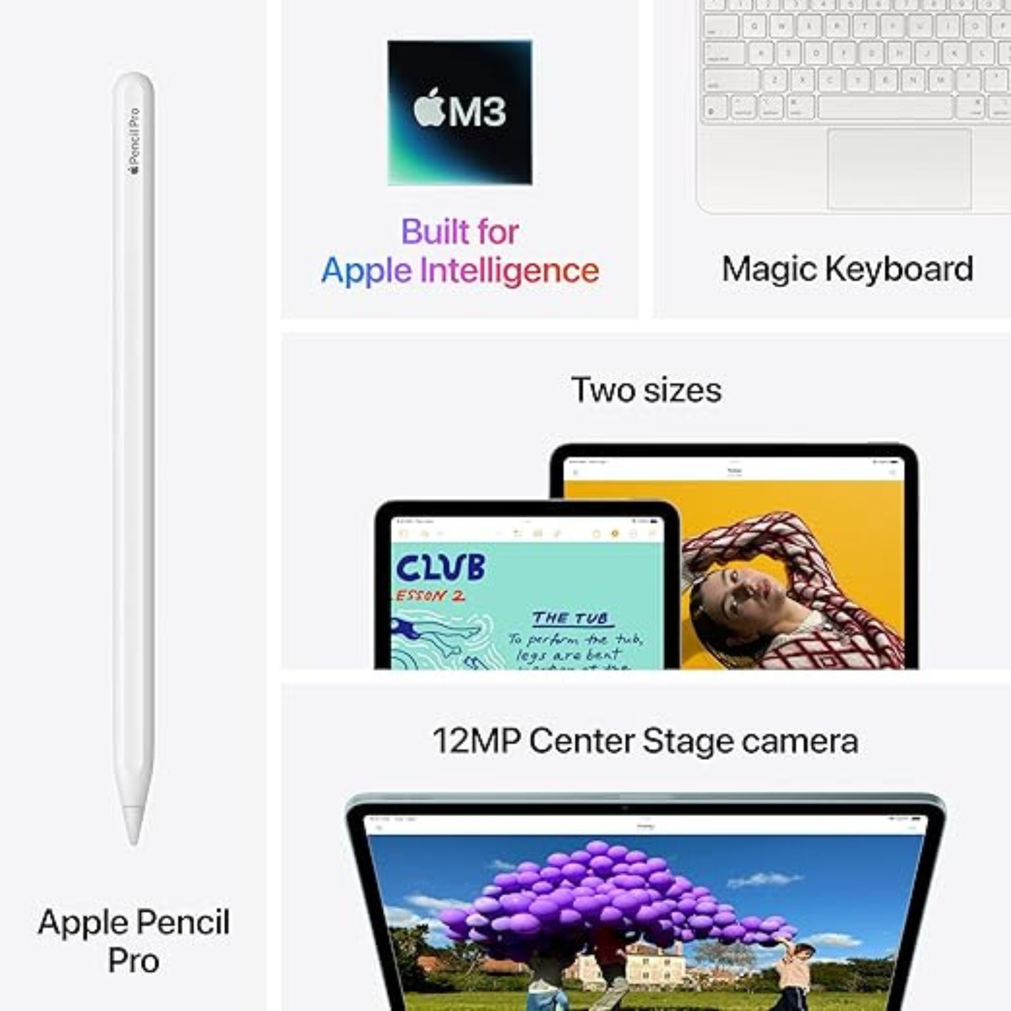 Apple iPad Air 11-inch with M3 chip Built for Apple Intelligence, Liquid Retina Display, 256GB, 12MP Front/Back Camera, Wi-Fi 6E, Touch ID, All-Day Battery Life - Space Gray