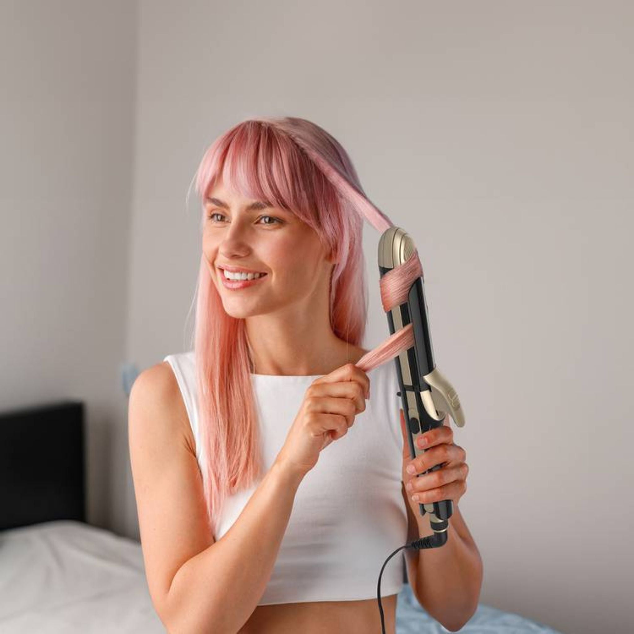 Porodo Lifestyle Hair Iron with 4 Styling Modes, Heat-Resistant Design, 12 Temperature Control Settings, LED Display, 60W Rated Power, Quick Heating - Black