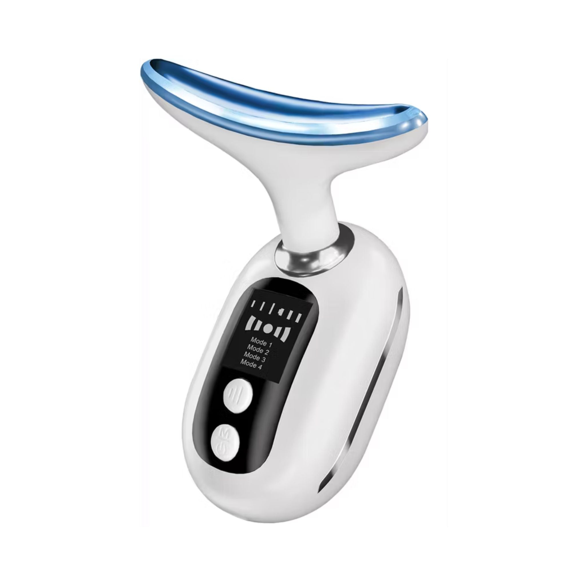 Porodo Lifestyle Face & Neck Light Therapy Massager with 4 Speed Levels, 5W Rated Power, Type-C Charging Interface, 3 Light Modes, Warm Massage Therapy, Skin Firming Vibration, Ion Deep Cleaning - White