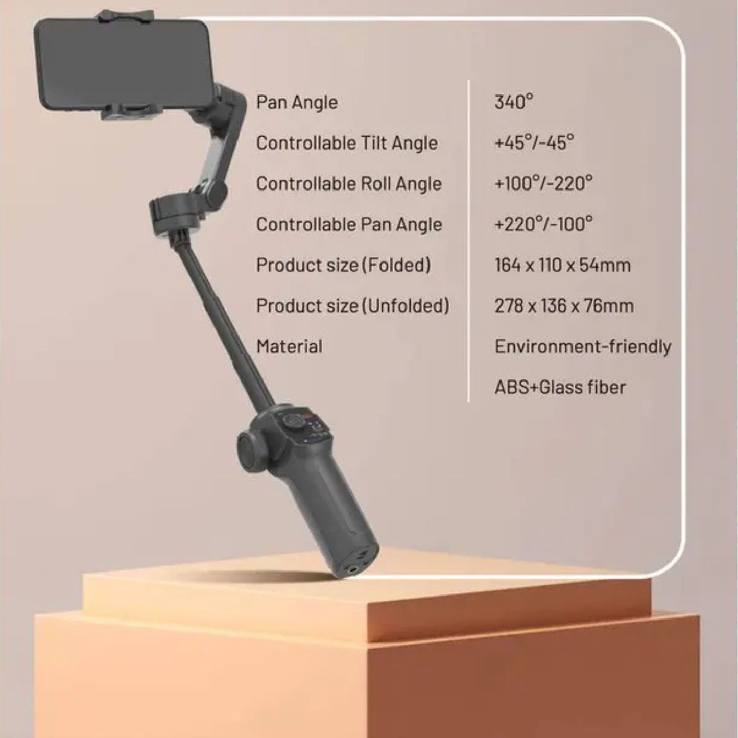 Porodo AI Tracker Gimbal P9 with 6 Hours Working Time, iOS/Android APP, Video Effects, 80 Minuets Working Time - Black