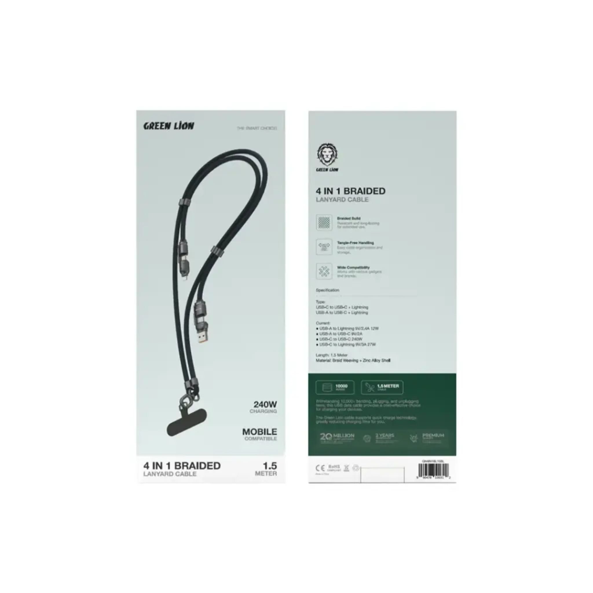 Green Lion 4 in 1 Braided Lanyard Cable - Blue