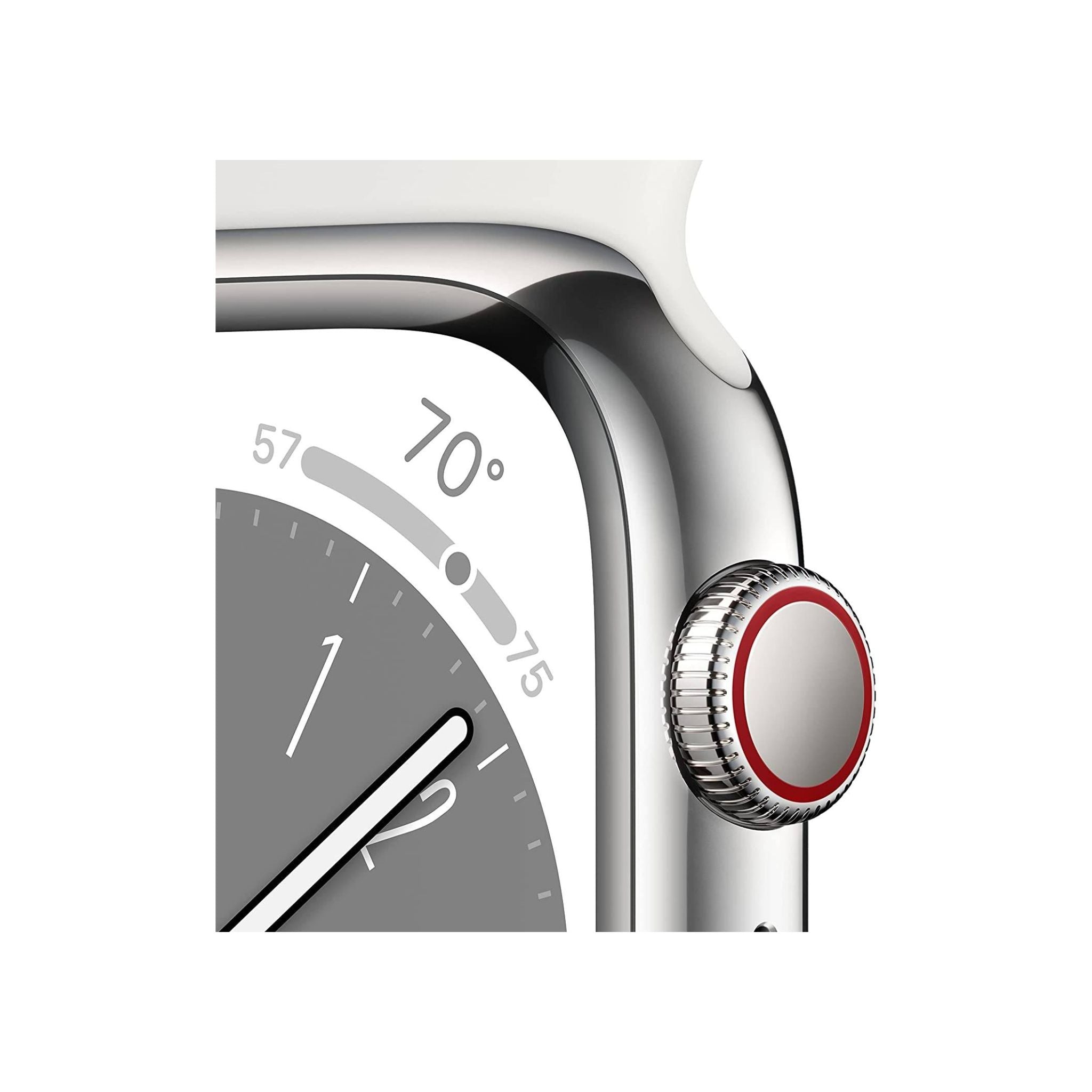 Apple Watch Series 8 GPS + Cellular 45mm Silver Stainless Steel Case With White Sport Band