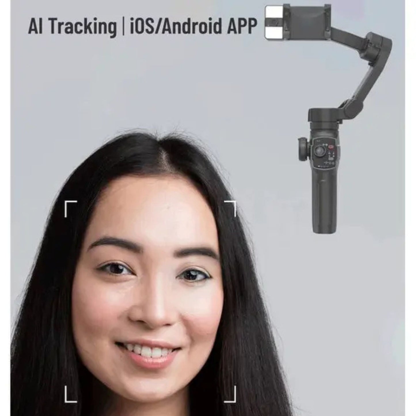 Porodo AI Tracker Gimbal P9 with 6 Hours Working Time, iOS/Android APP, Video Effects, 80 Minuets Working Time - Black