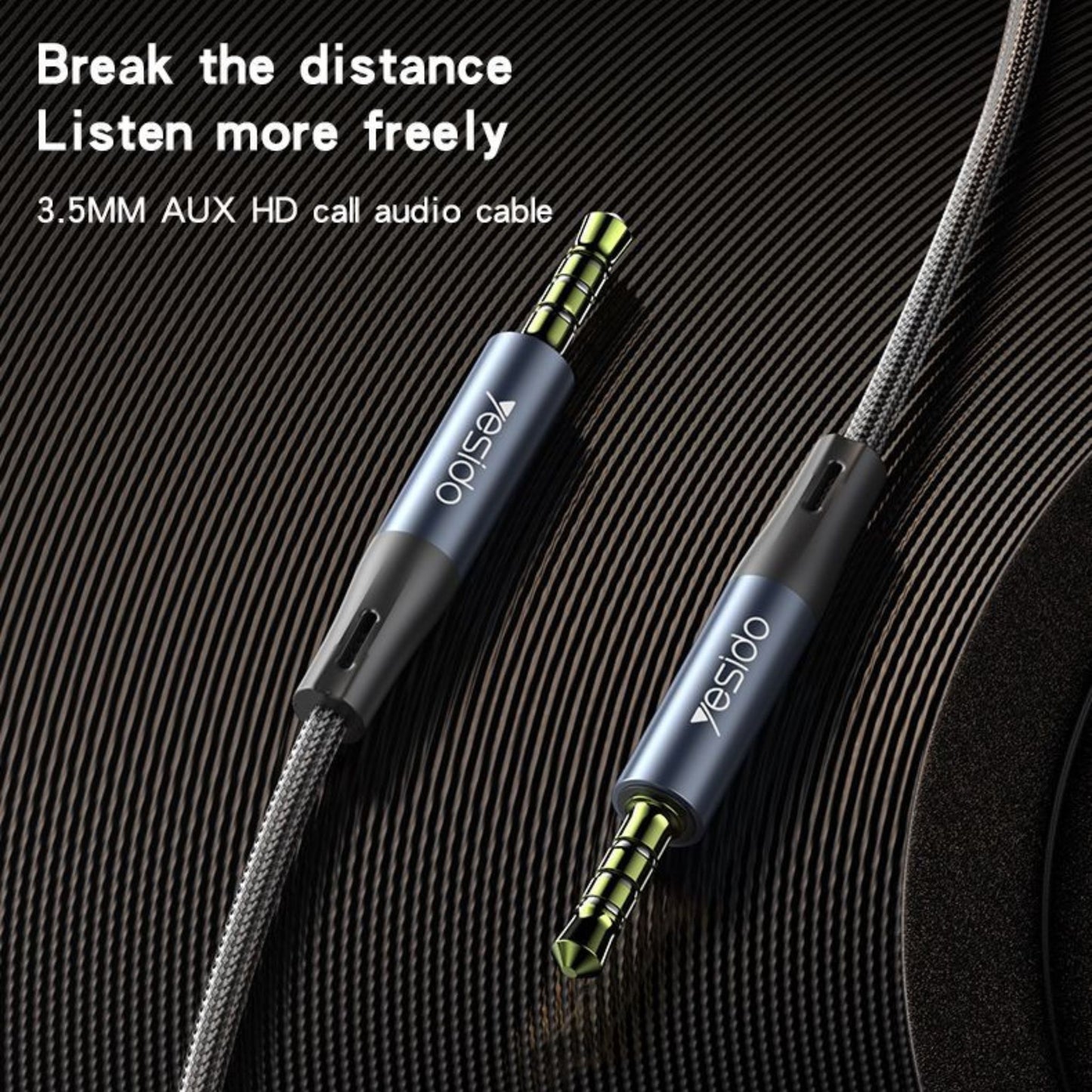 YAU43 Aluminum Alloy Built-in High-performance 3.5MM AUX HD Call Audio Cable