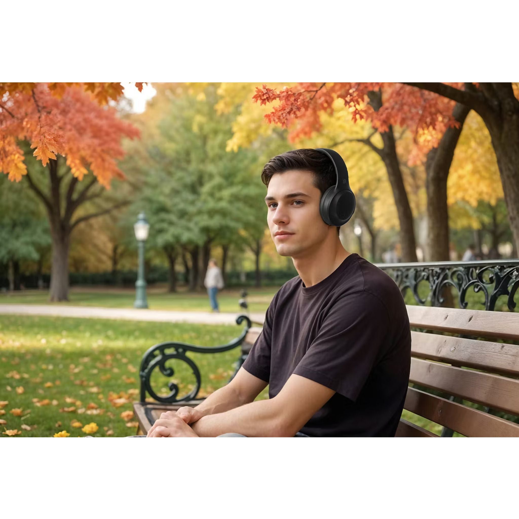 Porodo Soundtec Wireless Headphones with ENC & Low-Latency Gaming Mode, 400mAh Battery Capacity, 1.5 Hours Charging Time, 50 Hours Working Time, Type C Charging Port, Bluetooth Version 5.4, Voice Assistant - Black
