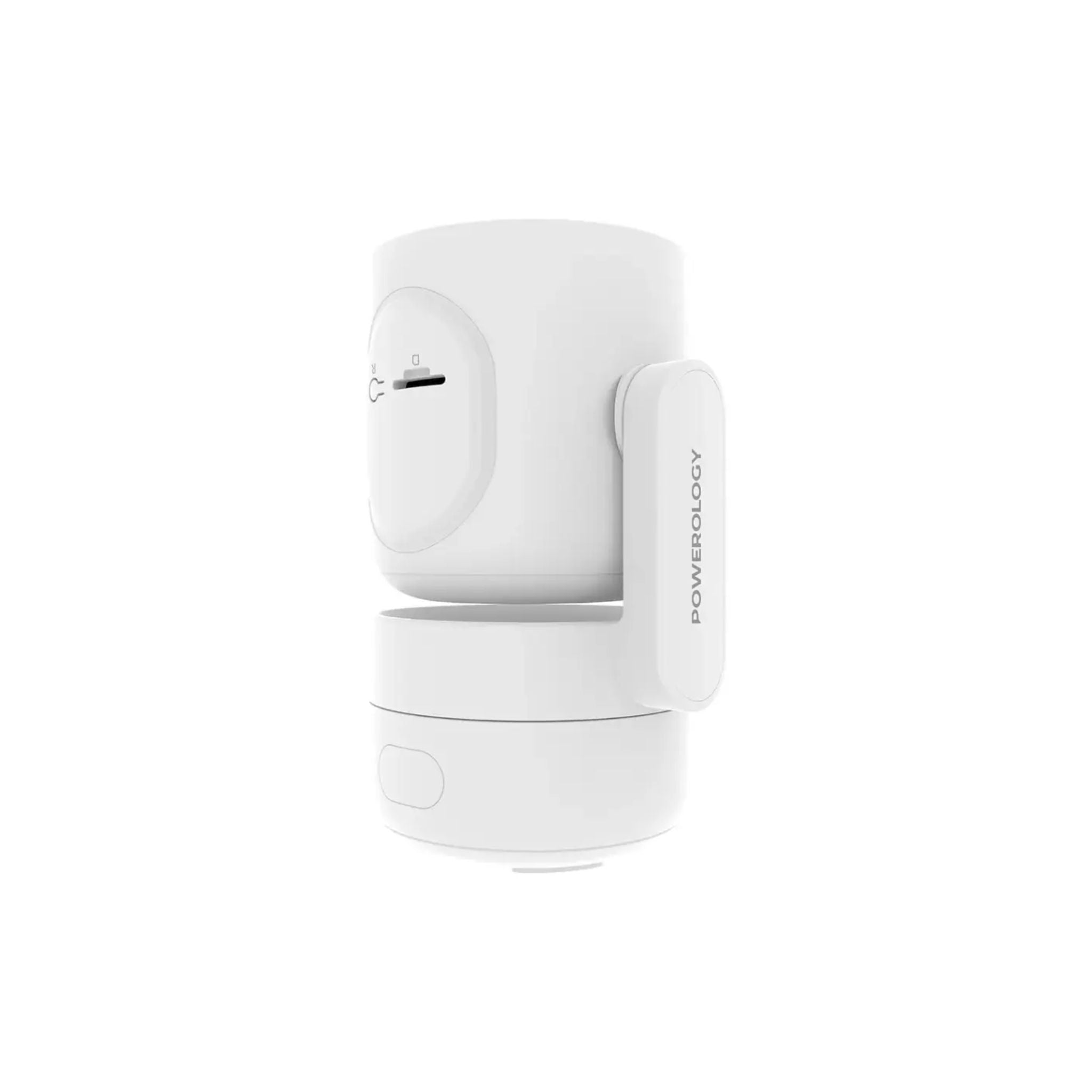 Powerology Indoor PTZ Smart Camera with AI Advanced Motion Detection, 4MP Resolution, Two-Way Audio, One-Touch Video Calling, Up to 10m Infrared Night Vision, 180° Tilt Range, 355° Pan Range, Type-C Input Port, 2.4GHz Wi-Fi, Cloud & Local Storage - White