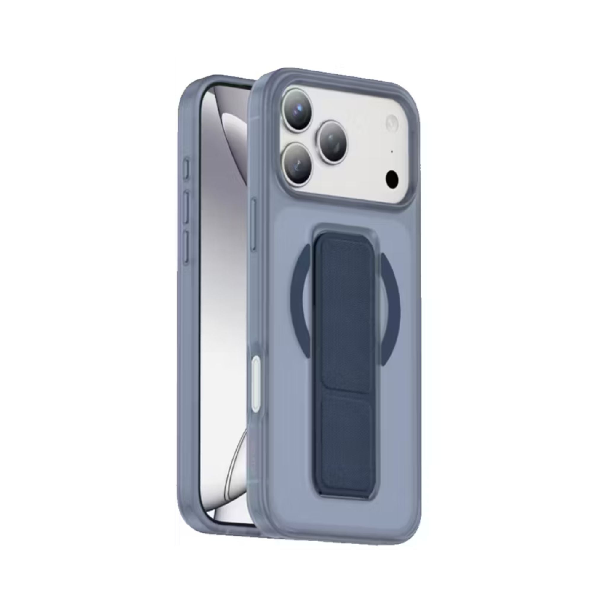 Green Lion Grip 360° MagSafe Case for iPhone 17 Pro, Up to 3500gs Force Impact Resistance, Foldable Stand, Strong Magnets, Drop Protection, Anti-Scratch, Leather Grip Strap, Camera Protection, Horizontal & Vertical Features - Blue Titanium