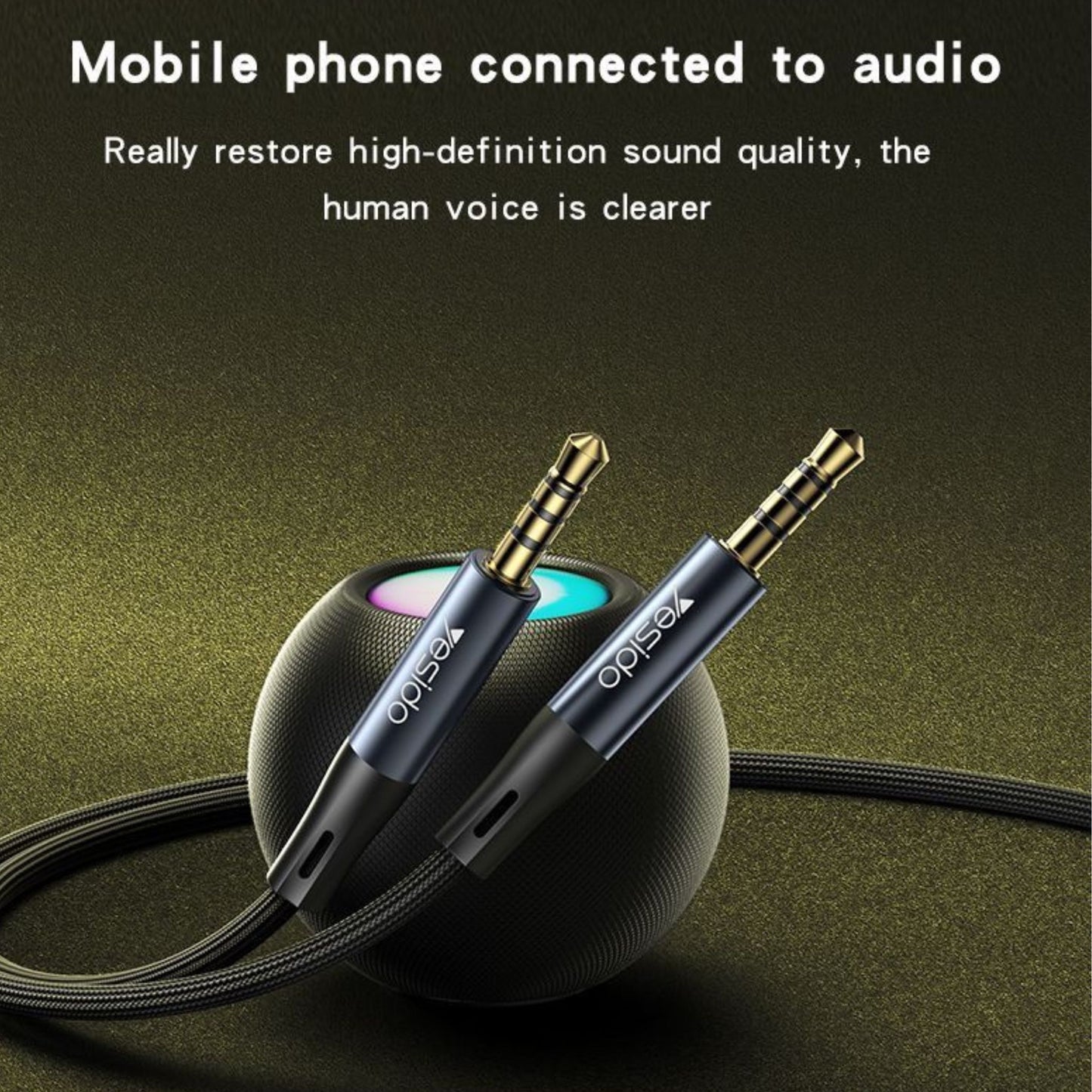 YAU43 Aluminum Alloy Built-in High-performance 3.5MM AUX HD Call Audio Cable