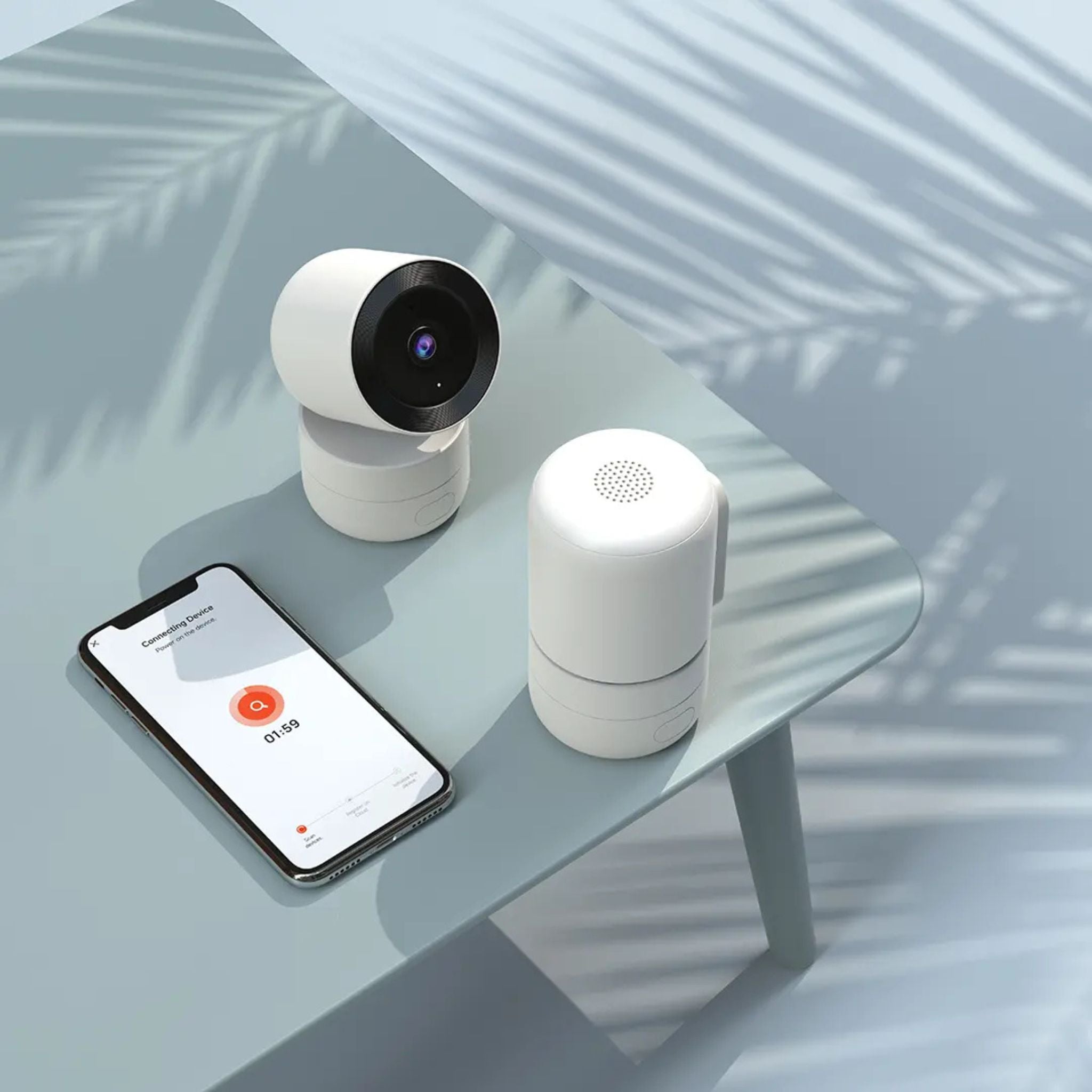 Powerology Indoor PTZ Smart Camera with AI Advanced Motion Detection, 4MP Resolution, Two-Way Audio, One-Touch Video Calling, Up to 10m Infrared Night Vision, 180° Tilt Range, 355° Pan Range, Type-C Input Port, 2.4GHz Wi-Fi, Cloud & Local Storage - White