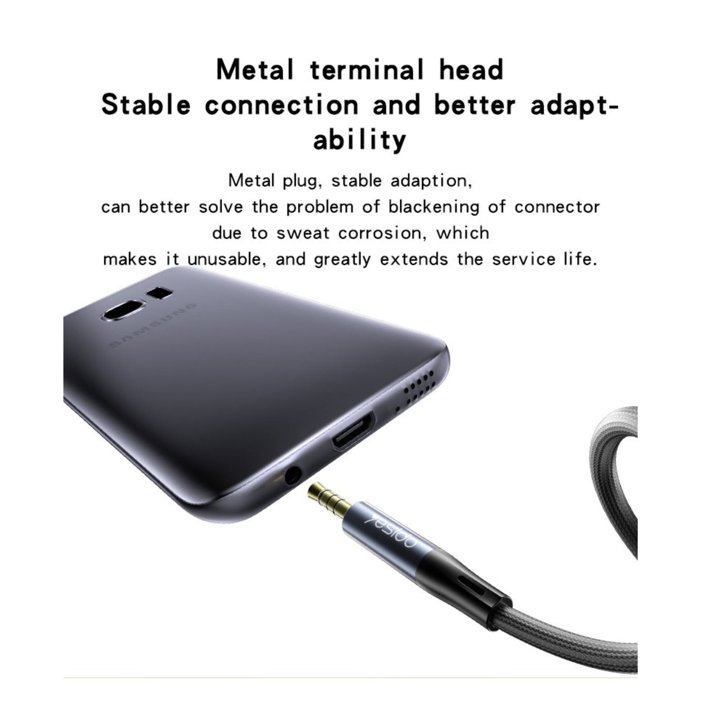 YAU43 Aluminum Alloy Built-in High-performance 3.5MM AUX HD Call Audio Cable