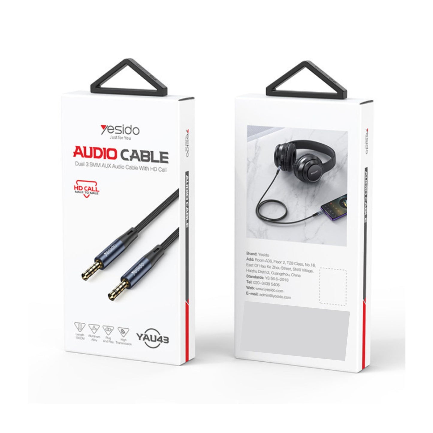 YAU43 Aluminum Alloy Built-in High-performance 3.5MM AUX HD Call Audio Cable