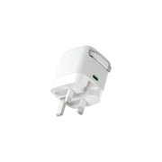 A white Green Lion Gan Adapter with a retractable USB-C cable, designed for fast charging.