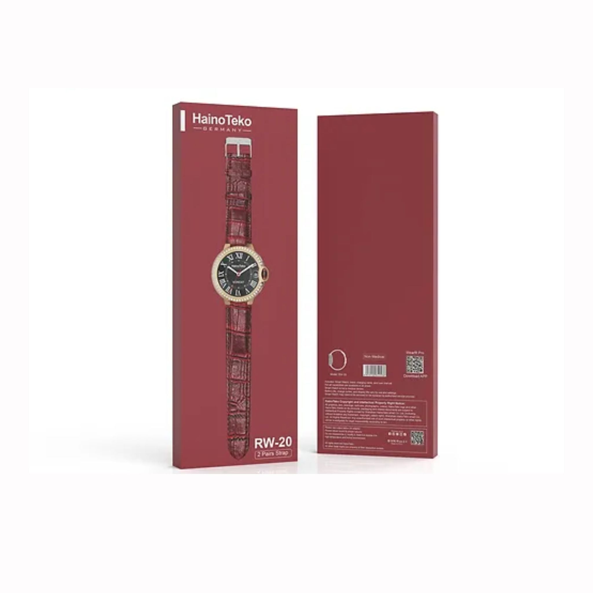 Premium Smartwatch with Two set strap for women's and Girls (RW-20-Red&Black)_Red