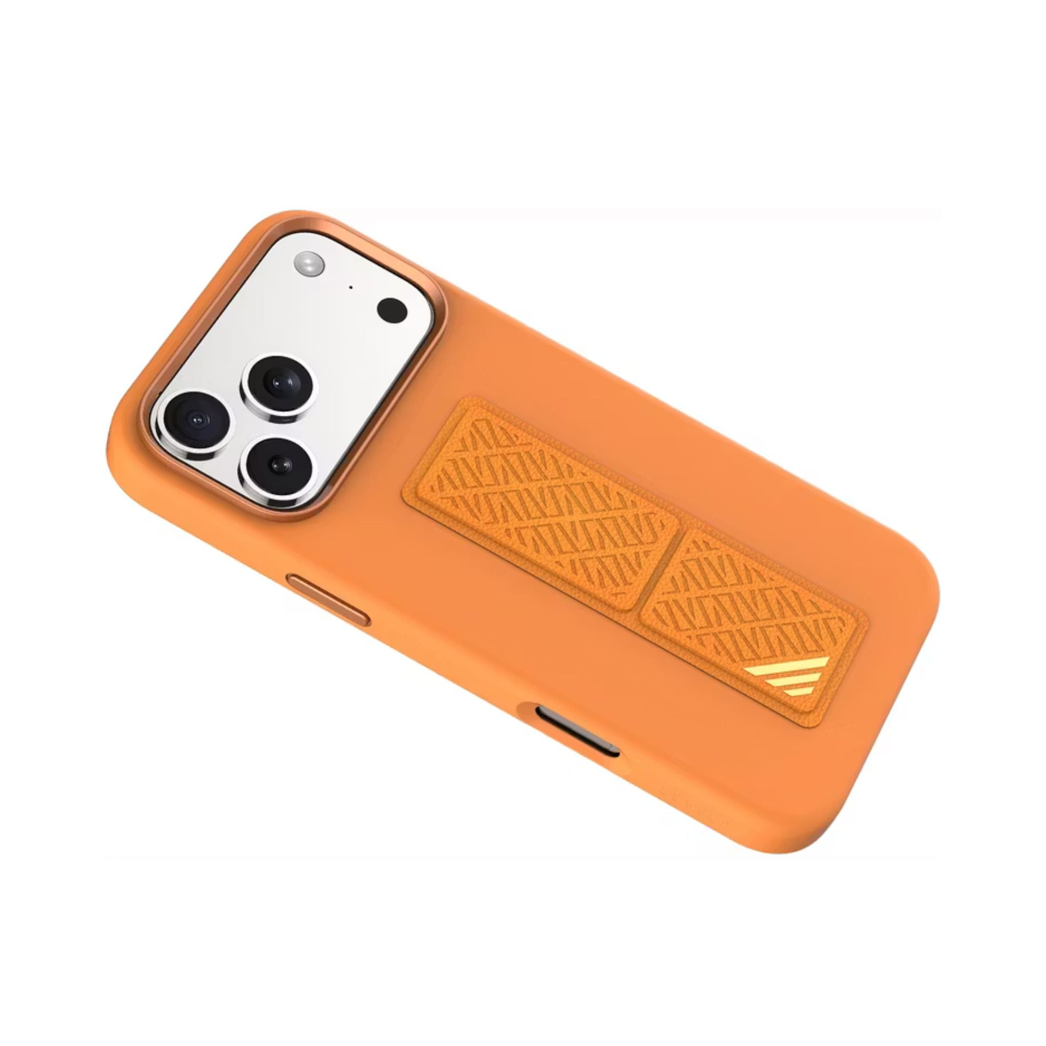Levelo Morphix Silicone GripStand Case for iPhone 17 Pro Max, Hands-Free Viewing, True Microfiber Interior Lining, Horizontal & Vertical Stand, Shock-Resistant Bumper, Raised Bezels for Camera & Screen, Slim Fit Design - Orange