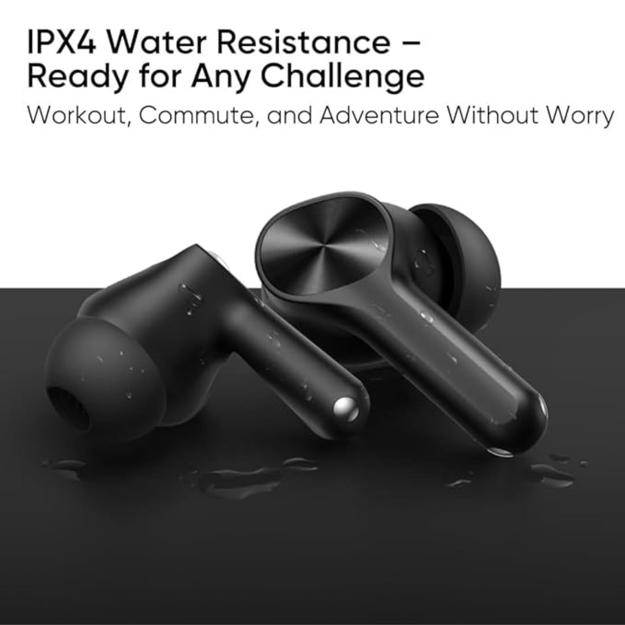 Realme Buds T200 Lite Bluetooth in Ear Earbuds,4 Mic, AI ENC for Calls,48 Hours Total Playback with Fast Charging and Ultra Low Latency Gaming TWS,Google Fast Pair,with mic - Volt Black