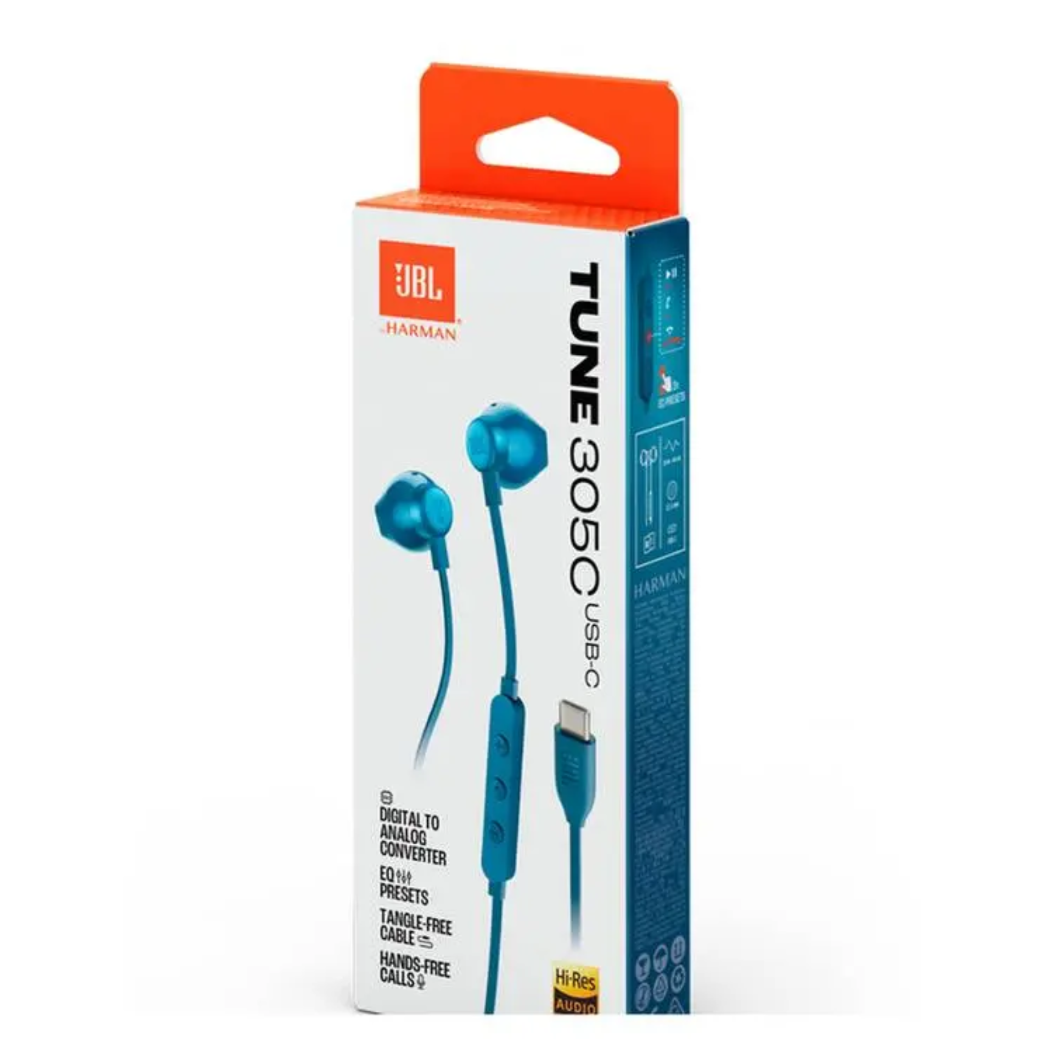 JBL Tune 305C USB-C Wired In-Ear Hi-Res Headphones - Blue