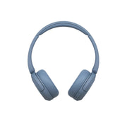 Sony WH-CH520 wireless on-ear headphones in blue color, with a charging case.