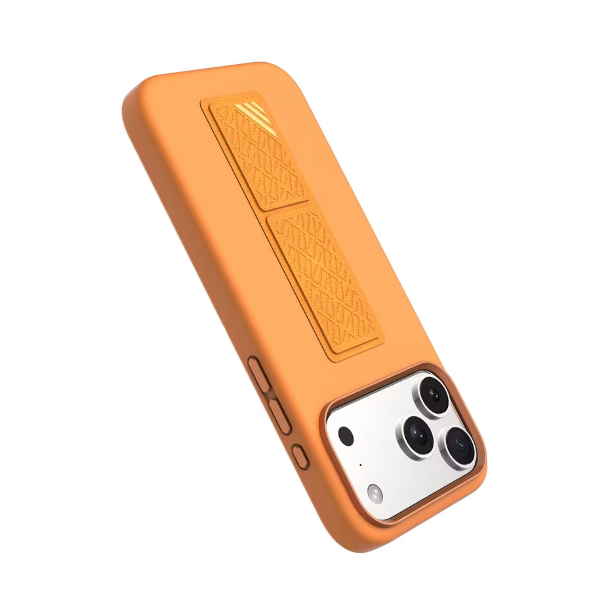 Levelo Morphix Silicone GripStand Case for iPhone 17 Pro Max, Hands-Free Viewing, True Microfiber Interior Lining, Horizontal & Vertical Stand, Shock-Resistant Bumper, Raised Bezels for Camera & Screen, Slim Fit Design - Orange