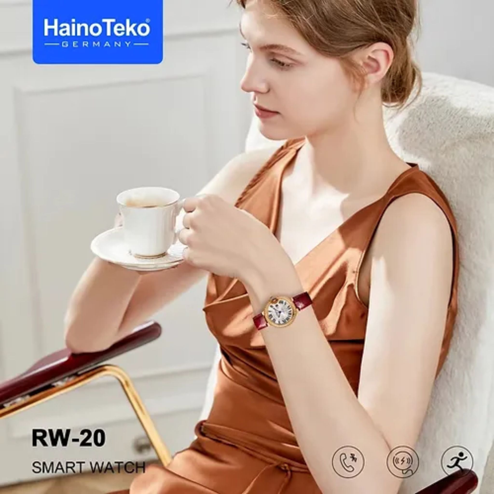 Premium Smartwatch with Two set strap for women's and Girls (RW-20-Red&Black)_Red