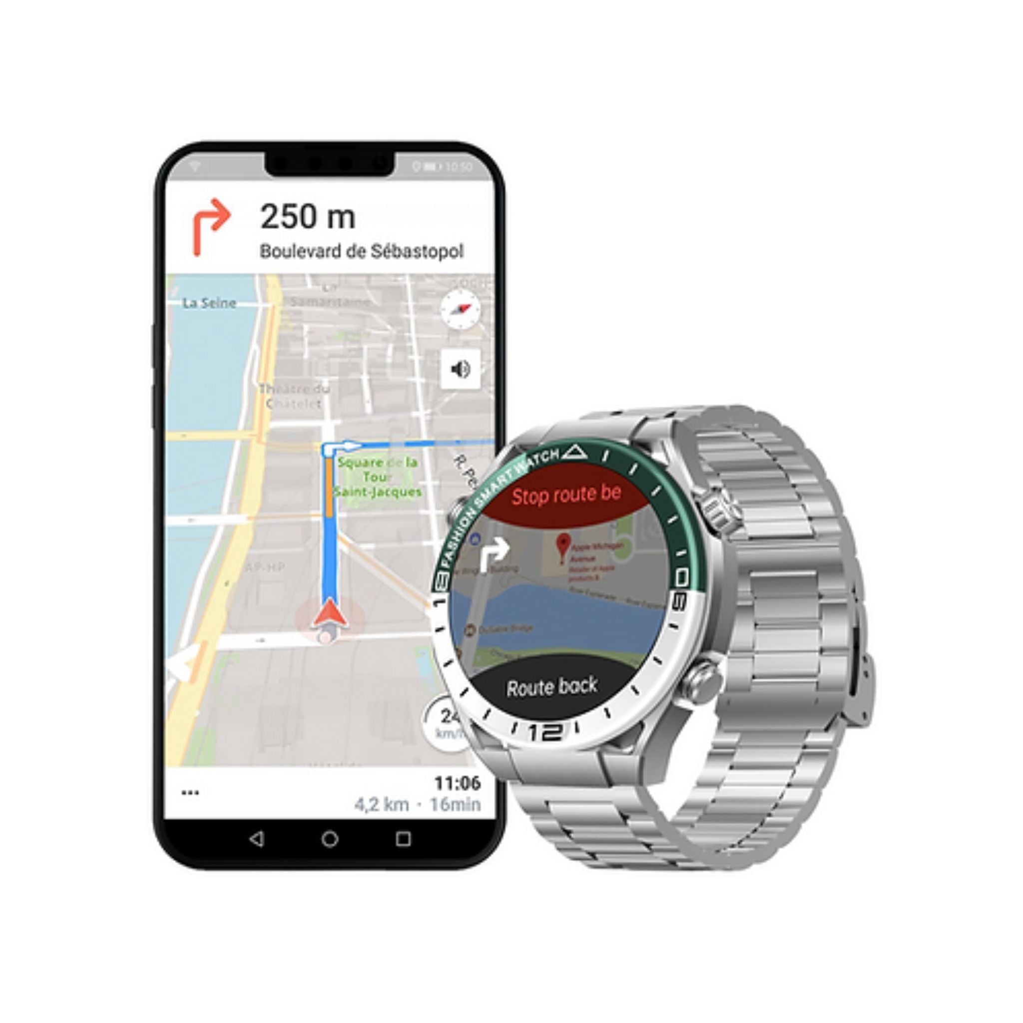 Haino Teko Germany RW67 Watch Ultimate – HD IPS AMOLED Display, Bluetooth Calling, 3-Strap Set (1 Stainless Steel + 2 Silicone) – Green