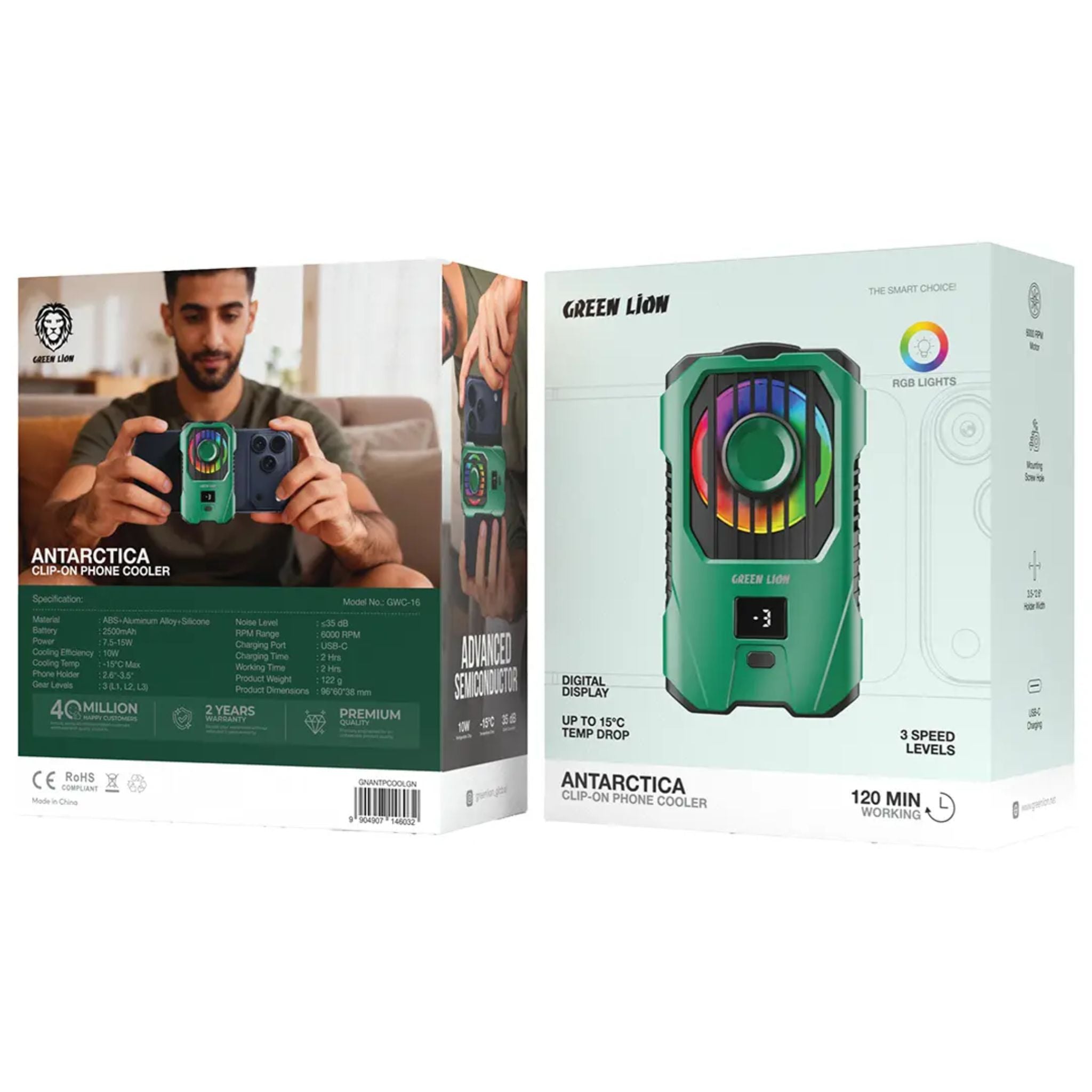 Green Lion Antarctica Clip-On Phone Cooler - Green