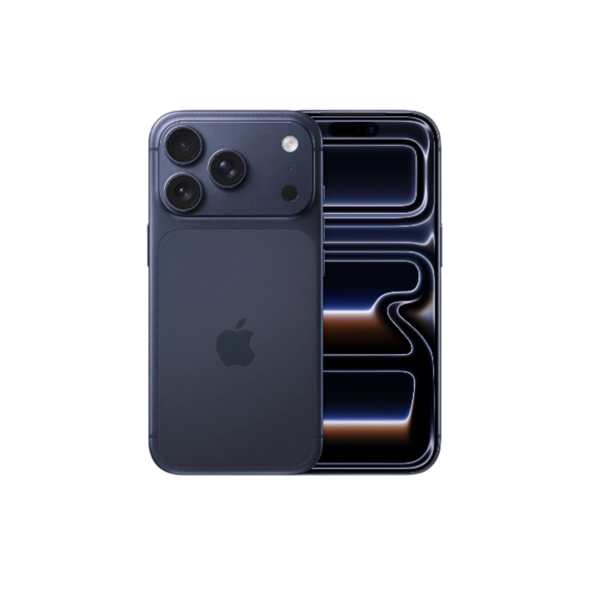 Black smartphone with Apple logo on a white background