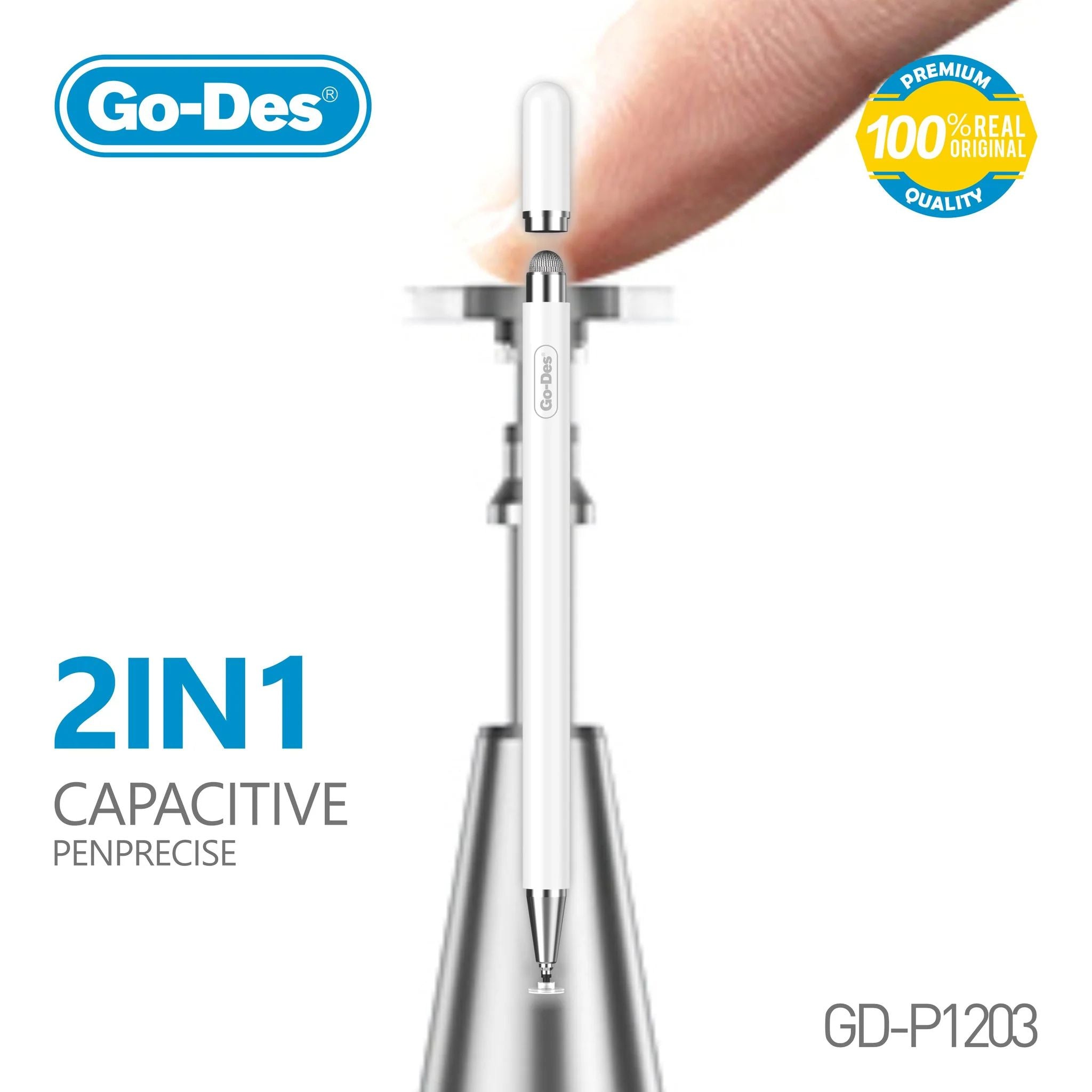 Go-Des 2-in-1 Universal Capacitive Stylus Pen Dual-Ended Magnetic Touchscreen Pencil with Extra Nib No Charging Required