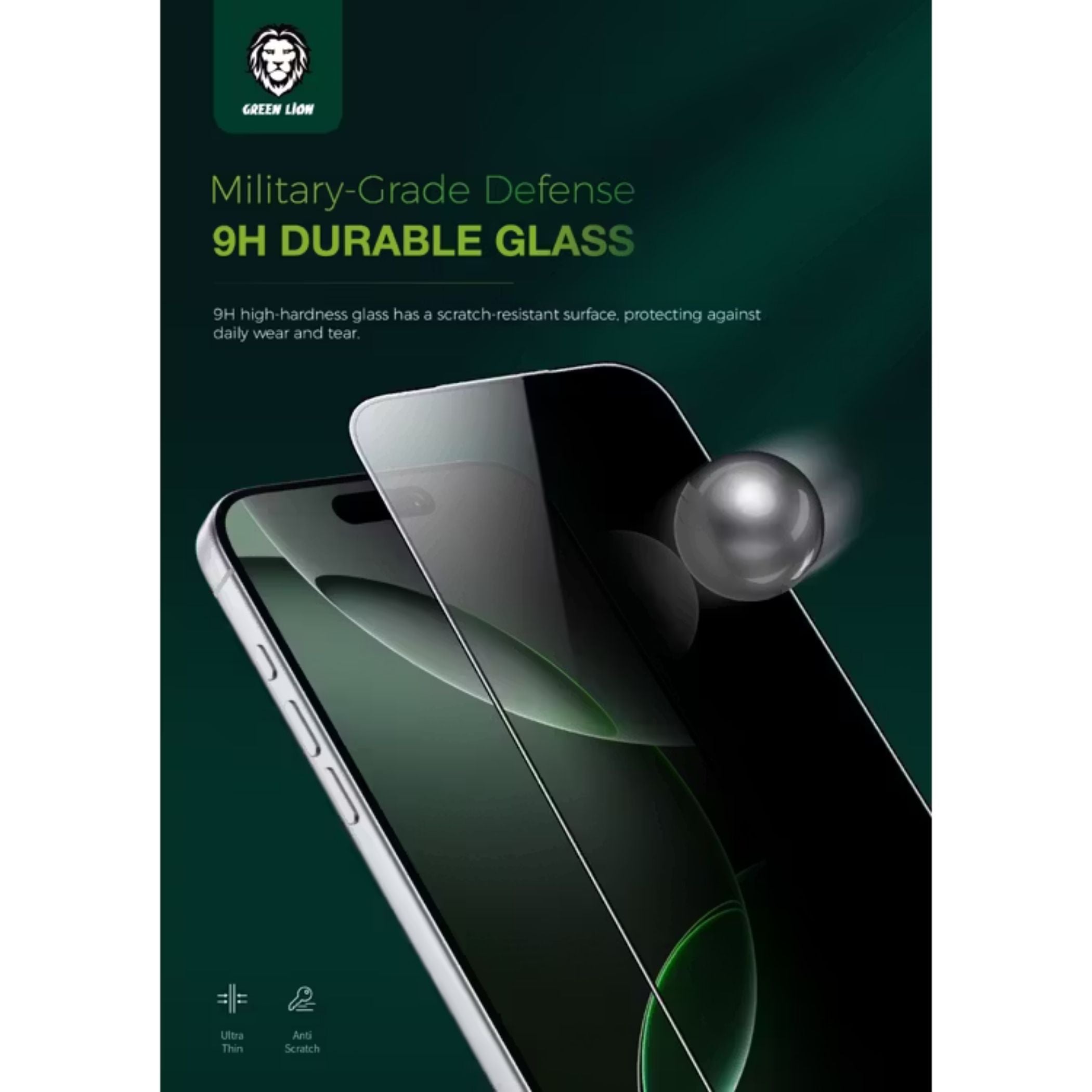 Green Lion Diego Pet Privacy 3D Full Curved Glass for iPhone 17 Pro Max, Anti-Broken Soft Edge, 9H Item Hardness, Crystal Clear, Privacy Protection, Anti-Fingerprint, Anti-Scratch, Oleophobic Coating, Air Bubble Prevention, Ultra-Thin - Black