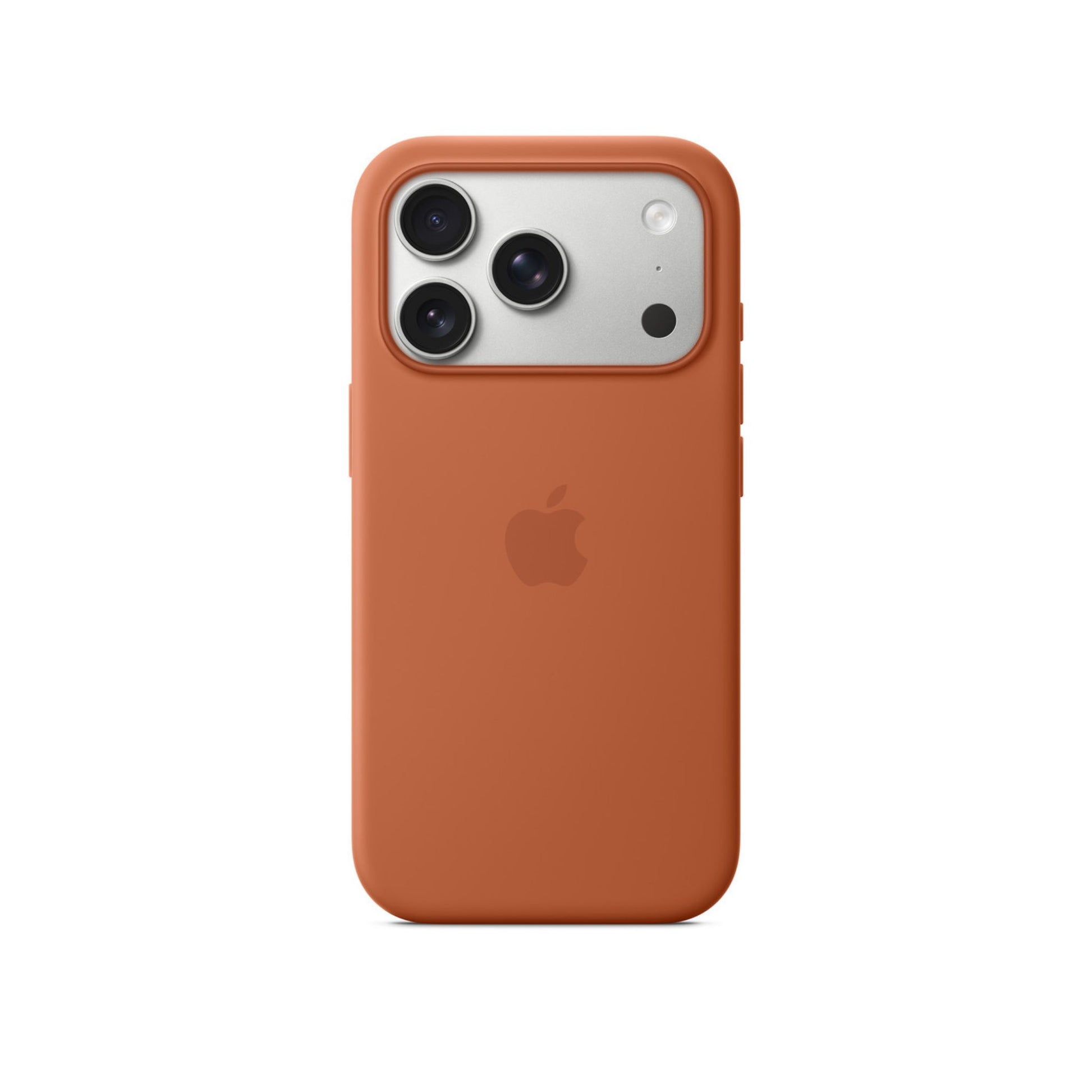 Brown phone case with Apple logo on a white background