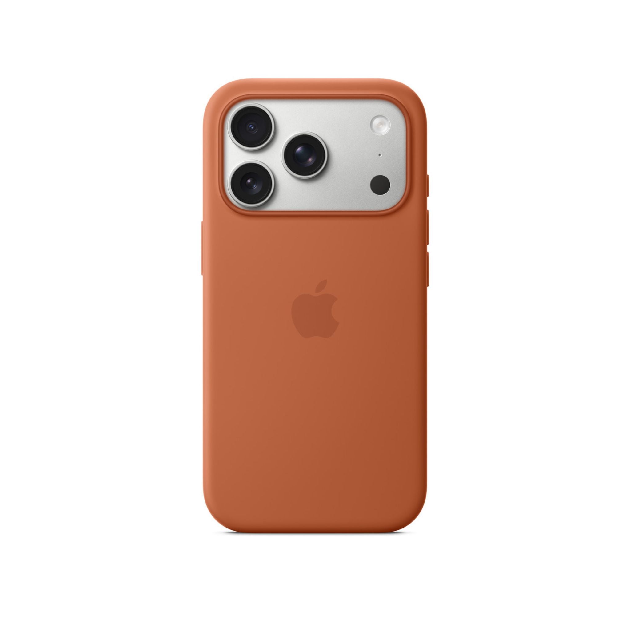 Brown phone case with Apple logo on a white background