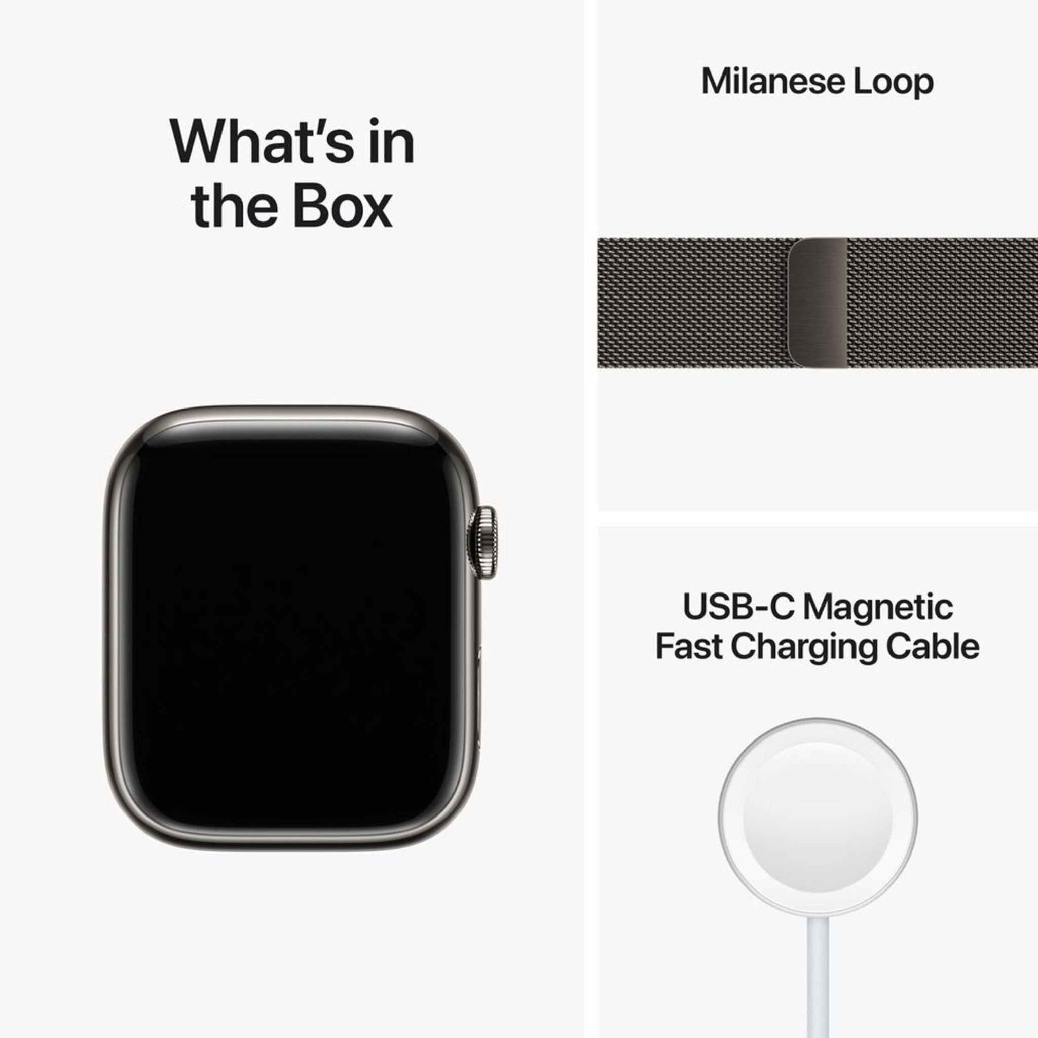 Apple Watch Series 8 (GPS+Cellular) 41mm Graphite Stainless Steel Case with Graphite Milanese Loop