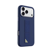 Levelo Morphix Silicone GripStand Case for iPhone 17 Pro, Hands-Free Viewing, True Microfiber Interior Lining, Horizontal & Vertical Stand, Shock-Resistant Bumper, Raised Bezels for Camera & Screen, Slim Fit Design - Dark Blue