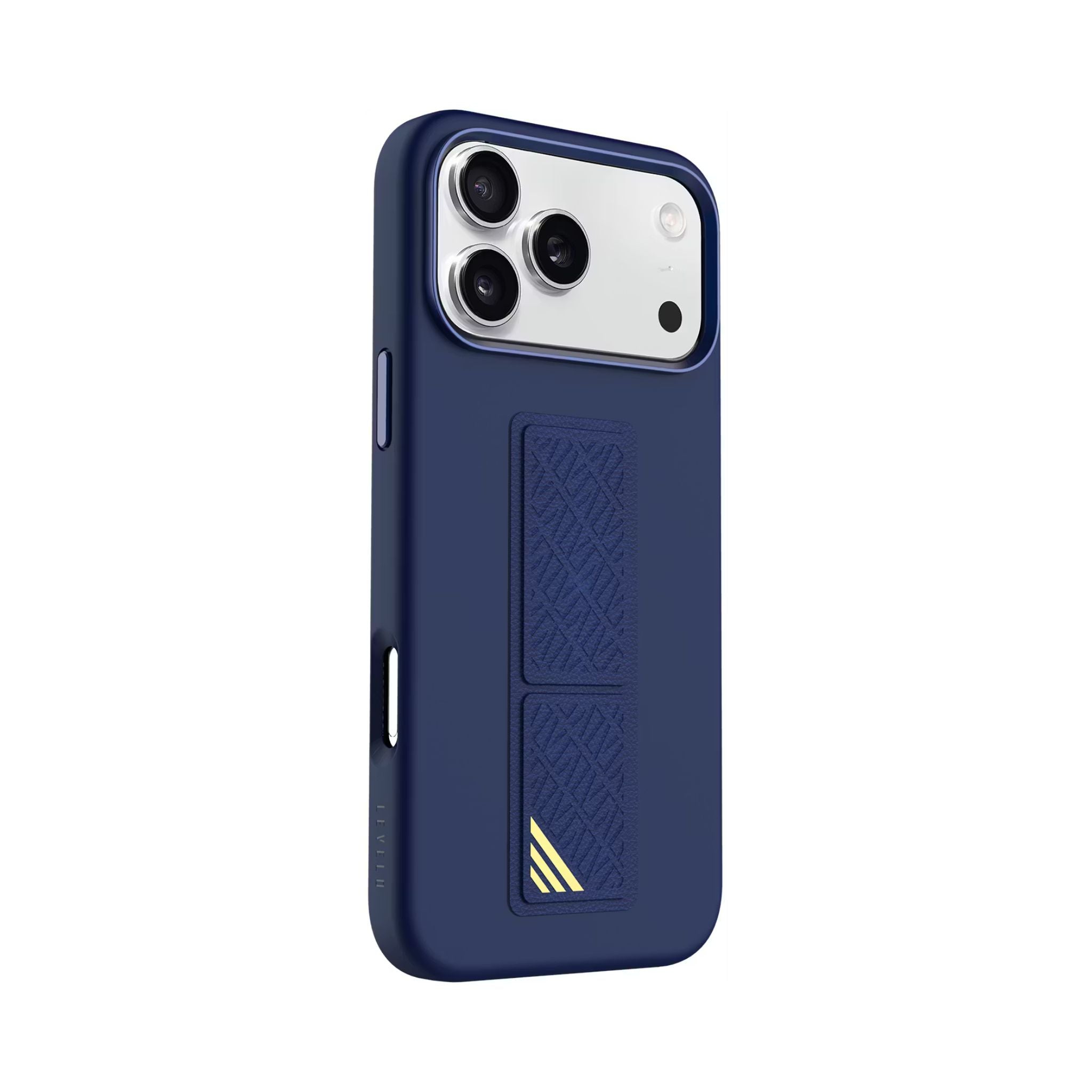 Levelo Morphix Silicone GripStand Case for iPhone 17 Pro, Hands-Free Viewing, True Microfiber Interior Lining, Horizontal & Vertical Stand, Shock-Resistant Bumper, Raised Bezels for Camera & Screen, Slim Fit Design - Dark Blue